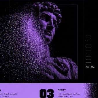 Classical sculpture with purple dithered lighting